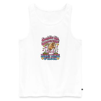 Sattel buttercup_Hobby Horse O'Clock - Männer Premium Bio Tank Top - Weiß - Vorne - Michal (187cm)