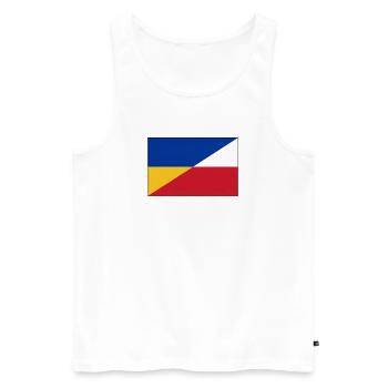 Ukraine-Polnische Flagge – Ukrainische und Polnische Einheit - Männer Premium Bio Tank Top - Weiß - Vorne - Michal (187cm)