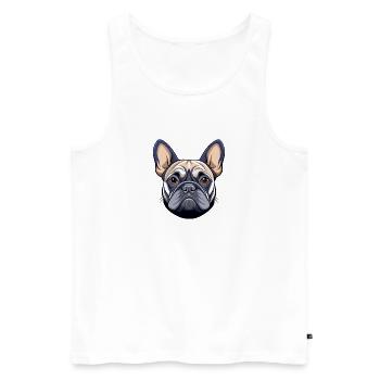 Französischer Bulldoggenkopf - Männer Premium Bio Tank Top - Weiß - Vorne - Michal (187cm)