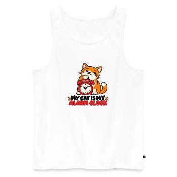 Meine Katze ist mein Wecker-lustiger Katzenliebhaber - Männer Premium Bio Tank Top - Weiß - Vorne - Michal (187cm)