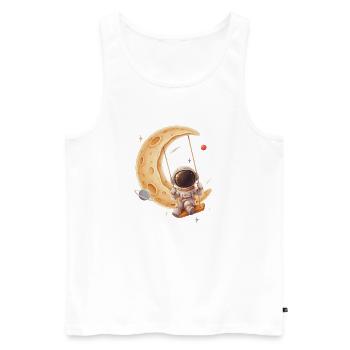 Astronaut schaukelt auf goldenem Halbmond - Männer Premium Bio Tank Top - Weiß - Vorne - Michal (187cm)