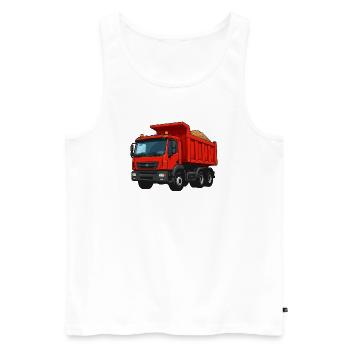 Roter Kipplader Cartoon-Design - Männer Premium Bio Tank Top - Weiß - Vorne - Michal (187cm)