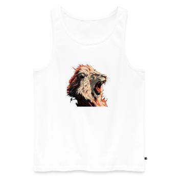 Löwenporträt im Flammenlook - Männer Premium Bio Tank Top - Weiß - Vorne - Michal (187cm)