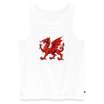 Walisischer Roter Drache - Männer Premium Bio Tank Top - Weiß - Vorne - Michal (187cm)