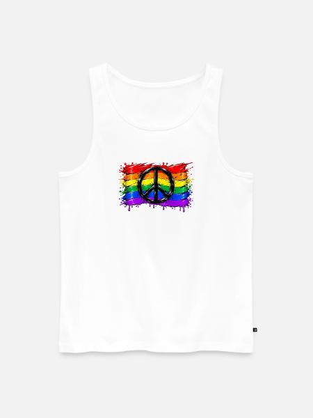Regenbogen Friedenssymbol - Männer Premium Bio Tank Top - Weiß