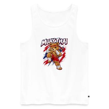 Muay Thai Teddy – Kampfsport Bär für Kinder - Männer Premium Bio Tank Top - Weiß - Vorne - Michal (187cm)
