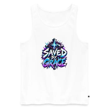 Saved by Grace Neon-Graffiti - Männer Premium Bio Tank Top - Weiß - Vorne - Michal (187cm)