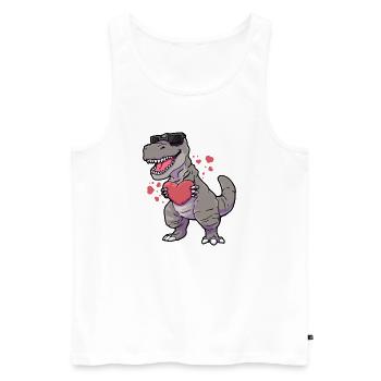 T-Rex Herz Valentinstag - Männer Premium Bio Tank Top - Weiß - Vorne - Michal (187cm)
