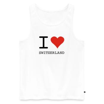 I LOVE SWITZERLAND - Männer Premium Bio Tank Top - Weiß - Vorne - AI Model Male 178 light (178cm)