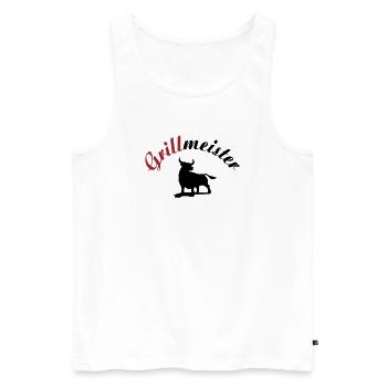 Grillmeister - Männer Premium Bio Tank Top - Weiß - Vorne - AI Model Male 178 light (178cm)
