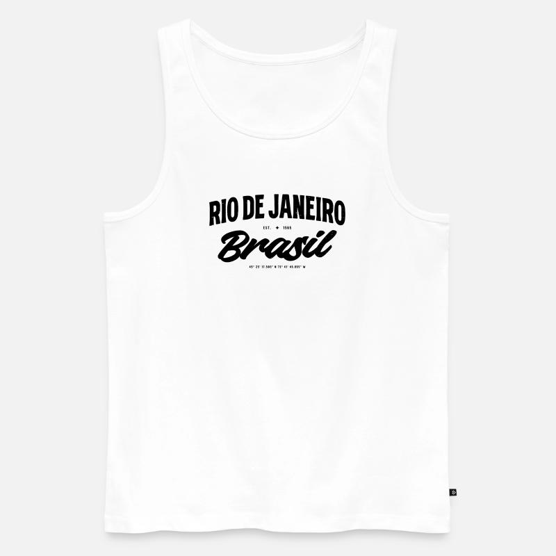 Rio de Janeiro Brazil Script Banner - Männer Premium Bio Tank Top - Weiß