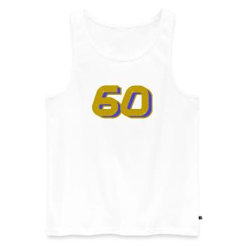 60. 60 JAHRE. 60. JAHRESTAG. 60. GEBURTSTAG. - Männer Premium Bio Tank Top - Weiß - Vorne - Michal (187cm)