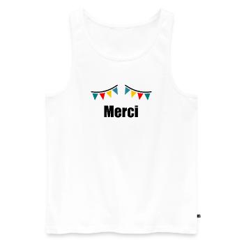 MERCI. MAÎTRESSE. MAÎTRE. MERCI MAÎTRESSE - Débardeur bio Premium Homme - blanc - Devant - Michal (187cm)