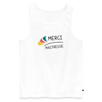 MAÎTRESSE. MERCI. MERCI MAÎTRESSE. MAITRESSE - Débardeur bio Premium Homme - blanc - Devant - AI Model Male 178 light (178cm)