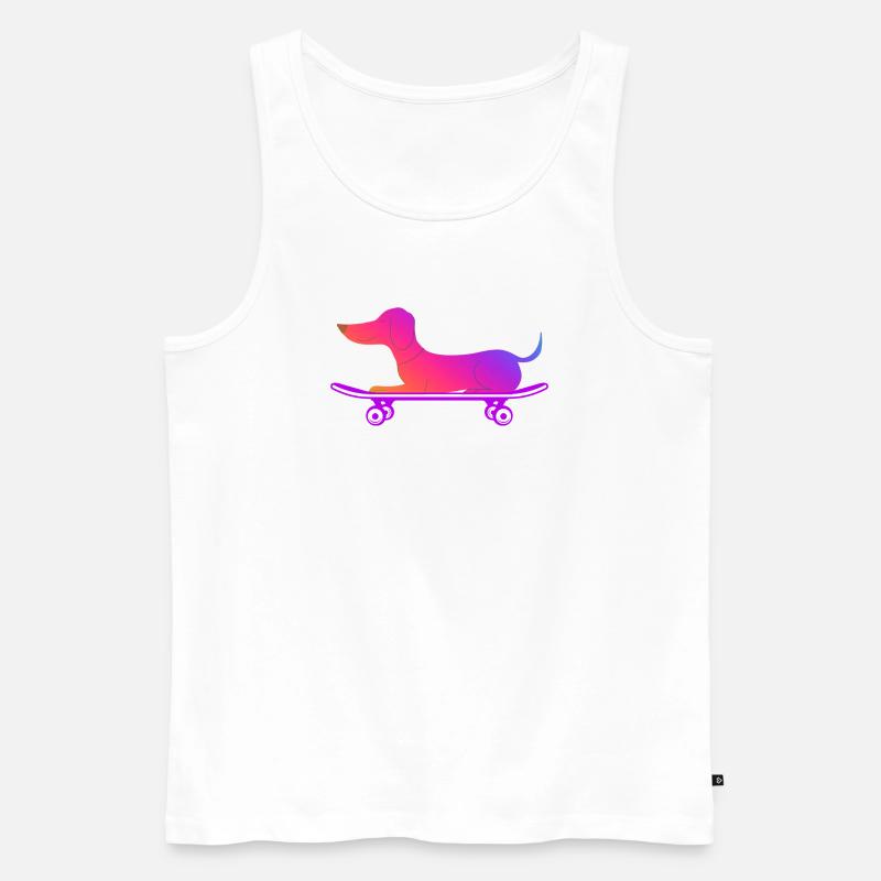 Dackel mit Skateboard - Männer Premium Bio Tank Top - Weiß