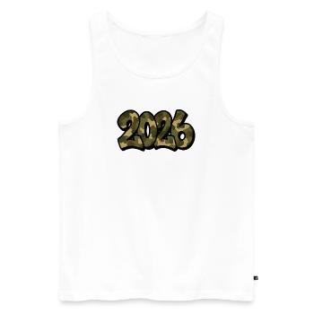 Camouflage Graffiti Jahreszahl 2026 - Männer Premium Bio Tank Top - Weiß - Vorne - AI Model Male 178 light (178cm)