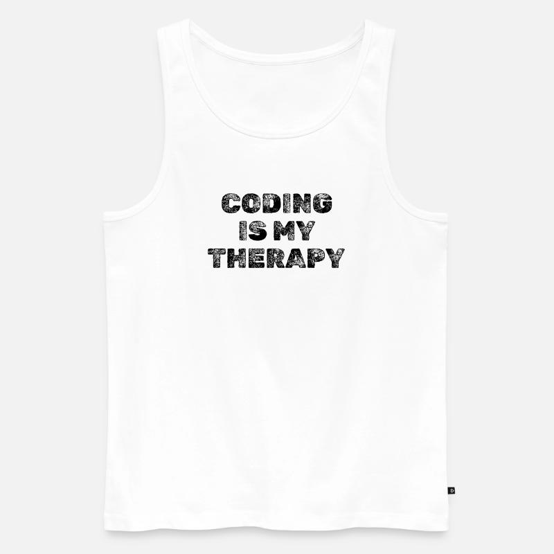 Coding Is My Therapy Entwickler Spruch - Männer Premium Bio Tank Top - Weiß