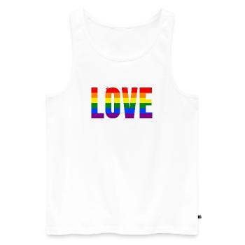 LOVE Rainbow Statement – Bold Equality Message - Männer Premium Bio Tank Top - Weiß - Vorne - AI Model Male 178 light (178cm)