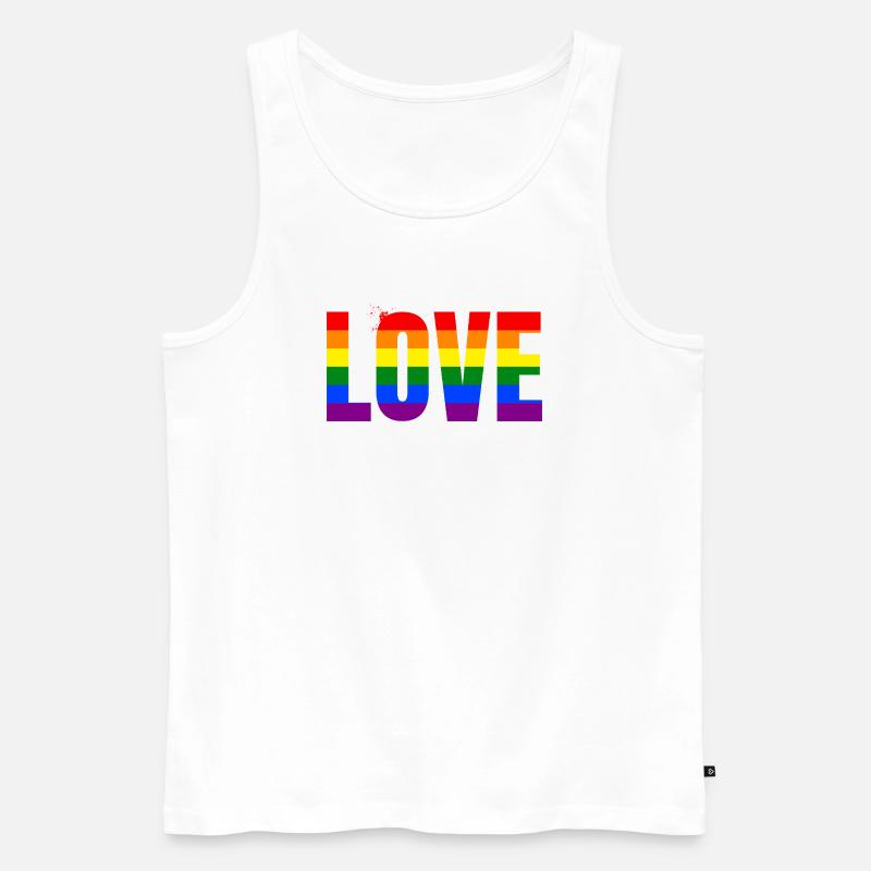 LOVE Rainbow Statement – Bold Equality Message - Männer Premium Bio Tank Top - Weiß