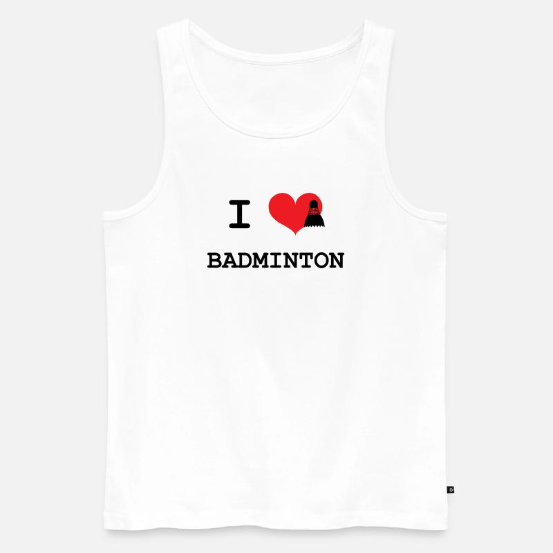 Ich liebe Badminton - Männer Premium Bio Tank Top - Weiß