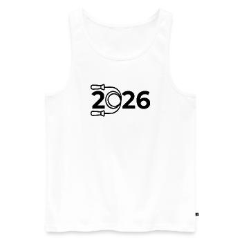 Seilspringen Sport 2026 - Männer Premium Bio Tank Top - Weiß - Vorne - Michal (187cm)