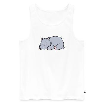 Sleeping Hippopotamus Tired Lazy Vector - Men's Premium Organic Tank Top - white - Front - Michal (187cm)