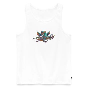 Colorful Steampunk Octopus with Wings Fantasy Creatures - Men's Premium Organic Tank Top - white - Front - AI Model Male 178 light (178cm)