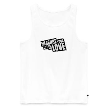 Measure Your Life In Love Inspirierend Liebe Logo - Männer Premium Bio Tank Top - Weiß - Vorne - Michal (187cm)
