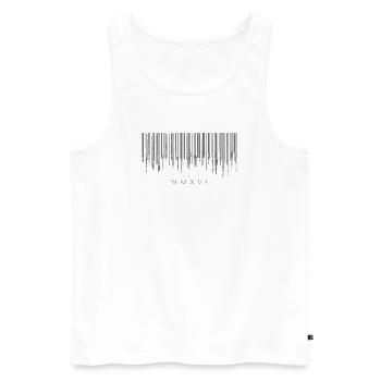 Barcode Tropfen Gray Est. MMXVI - Männer Premium Bio Tank Top - Weiß - Vorne - Michal (187cm)