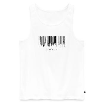 Barcode Tropfen Black Est. MMXVI - Männer Premium Bio Tank Top - Weiß - Vorne - Michal (187cm)