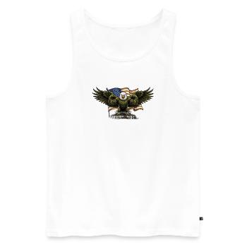 Adler vor dem Hintergrund der US-Flagge - Männer Premium Bio Tank Top - Weiß - Vorne - Michal (187cm)