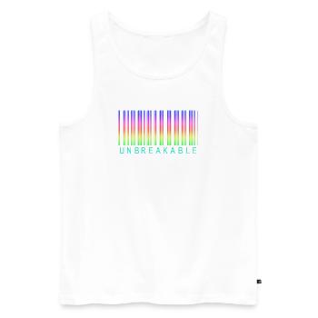 Code-barres arc-en-ciel incassable - Débardeur bio Premium Homme - blanc - Devant - Michal (187cm)