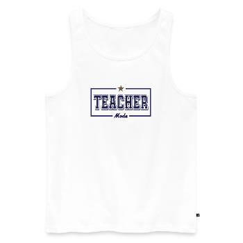 Teacher mode - Men's Premium Organic Tank Top - white - Front - AI Model Male 178 light (178cm)
