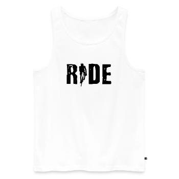 Ride Typografie – Radfahrer Silhouette Design - Männer Premium Bio Tank Top - Weiß - Vorne - Michal (187cm)