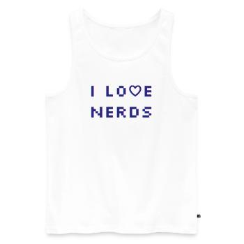 J’adore les nerds - Débardeur bio Premium Homme - blanc - Devant - AI Model Male 178 light (178cm)