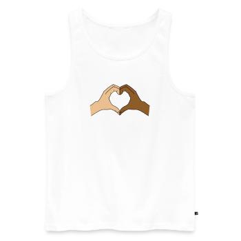 Coloured heart hand motif - customisable - Men's Premium Organic Tank Top - white - Front - AI Model Male 178 light (178cm)