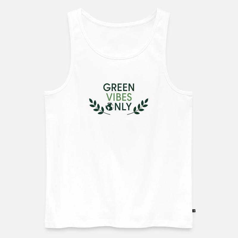 Green Vibes Only Minimal Nature - Männer Premium Bio Tank Top - Weiß