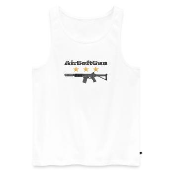 AirSoft Gun with three stars - Men's Premium Organic Tank Top - white - Front - AI Model Male 178 light (178cm)