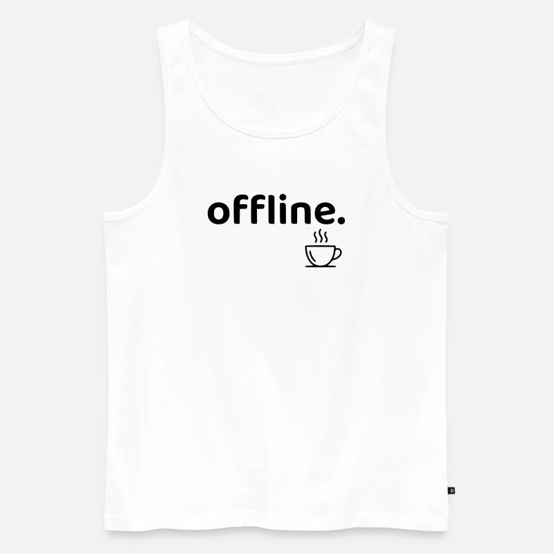 Offline minimalistisches Kaffee-Hemd - Männer Premium Bio Tank Top - Weiß