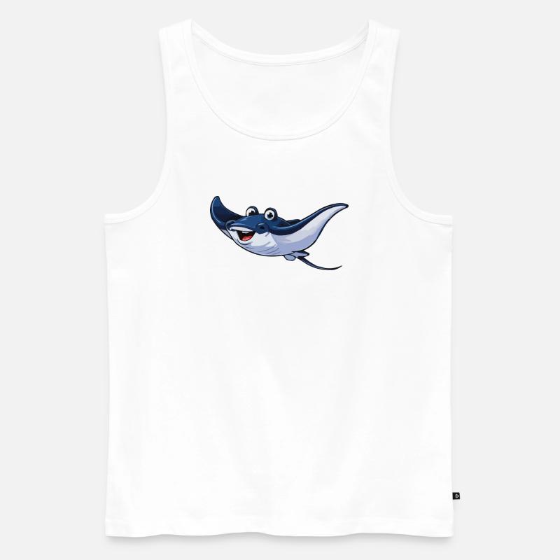 Fröhlicher Blauer Rochen Cartoon - Männer Premium Bio Tank Top - Weiß