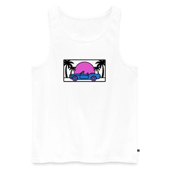 Cabrio Palmen Sunset Grafik - Männer Premium Bio Tank Top - Weiß - Vorne - Michal (187cm)