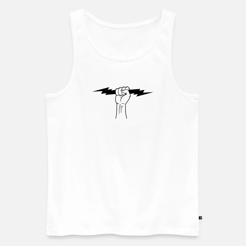 Blitz in der Faust - Männer Premium Bio Tank Top - Weiß