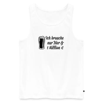 Ich brauche Bier und 1 Million Euro - Männer Premium Bio Tank Top - Weiß - Vorne - AI Model Male 178 light (178cm)