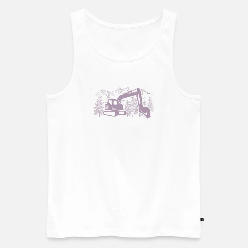 Bagger Silhouette Baugeräteführer Arbeit - Männer Premium Bio Tank Top - Weiß