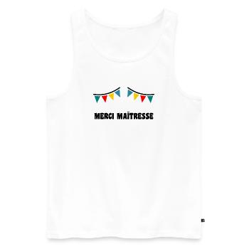MAÎTRESSE. MAITRE. MERCI. MERCI MAÎTRESSE - Débardeur bio Premium Homme - blanc - Devant - Michal (187cm)