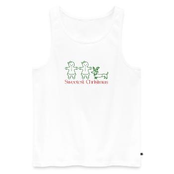 Christmas – Gingerbread Girls & Dachshund Green Line - Men's Premium Organic Tank Top - white - Front - Michal (187cm)