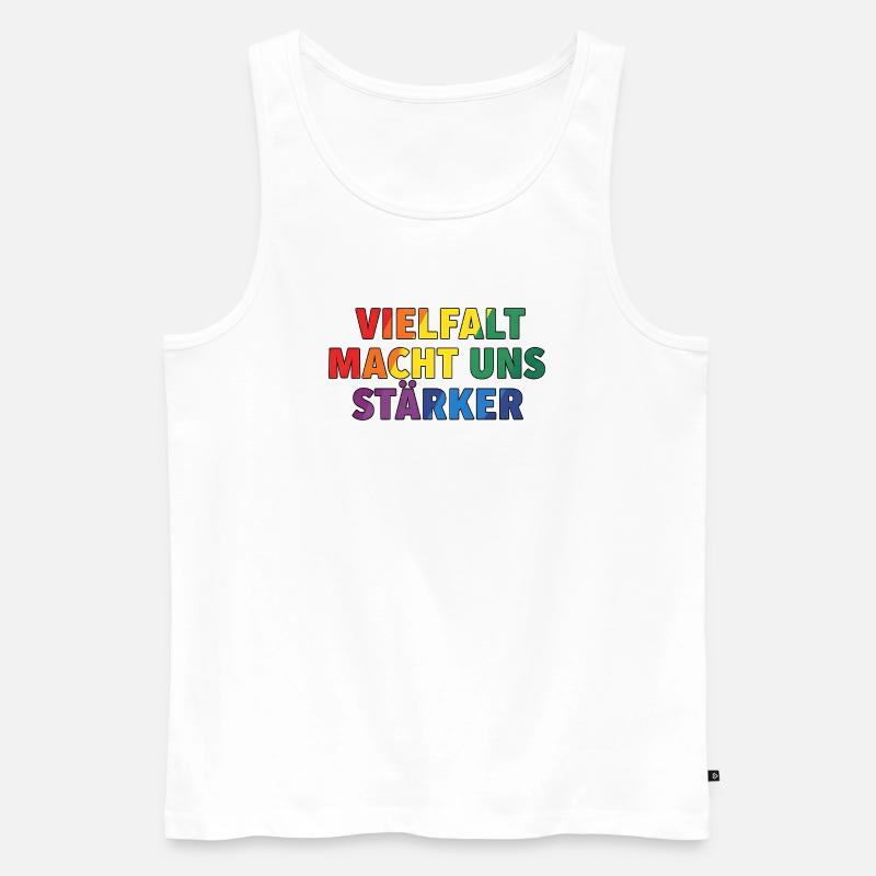 Diversity makes us stronger – Regenbogen Design - Men's Premium Organic Tank Top - white