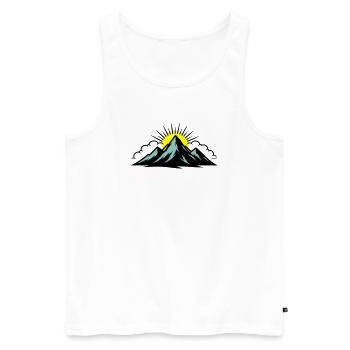 Montagnes Nuages Sommets - Débardeur bio Premium Homme - blanc - Devant - AI Model Male 178 light (178cm)