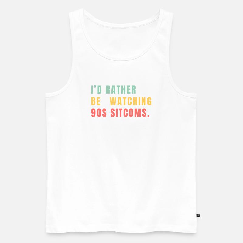 I’d Rather Be Watching 90s Sitcoms - Männer Premium Bio Tank Top - Weiß