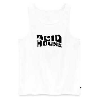 Conception de logo de musique Acid House - Débardeur bio Premium Homme - blanc - Devant - AI Model Male 178 light (178cm)